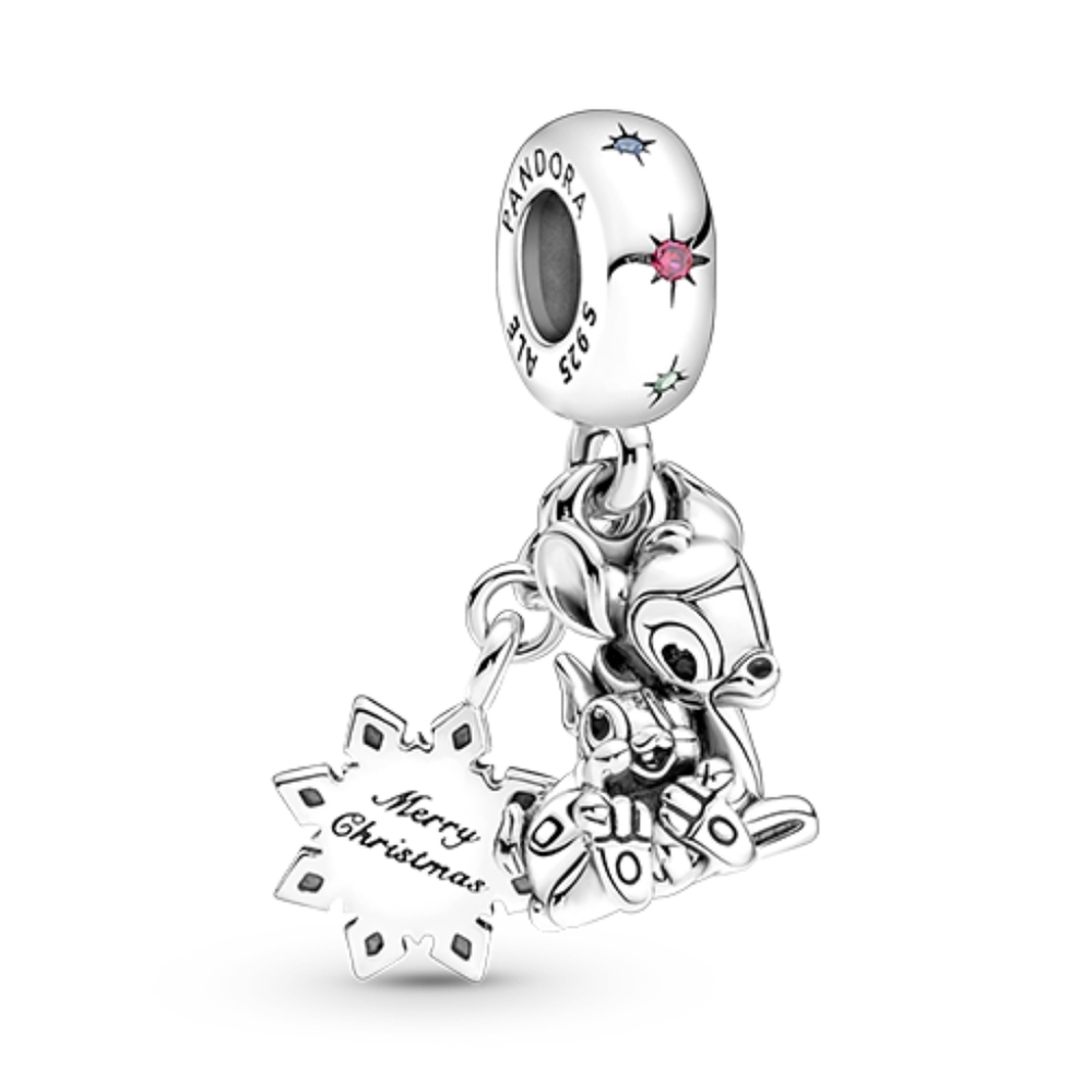 Genuine S925 Sterling Silver, Disney Bambi & Thumper Xmas Pandora Bracelet Charm